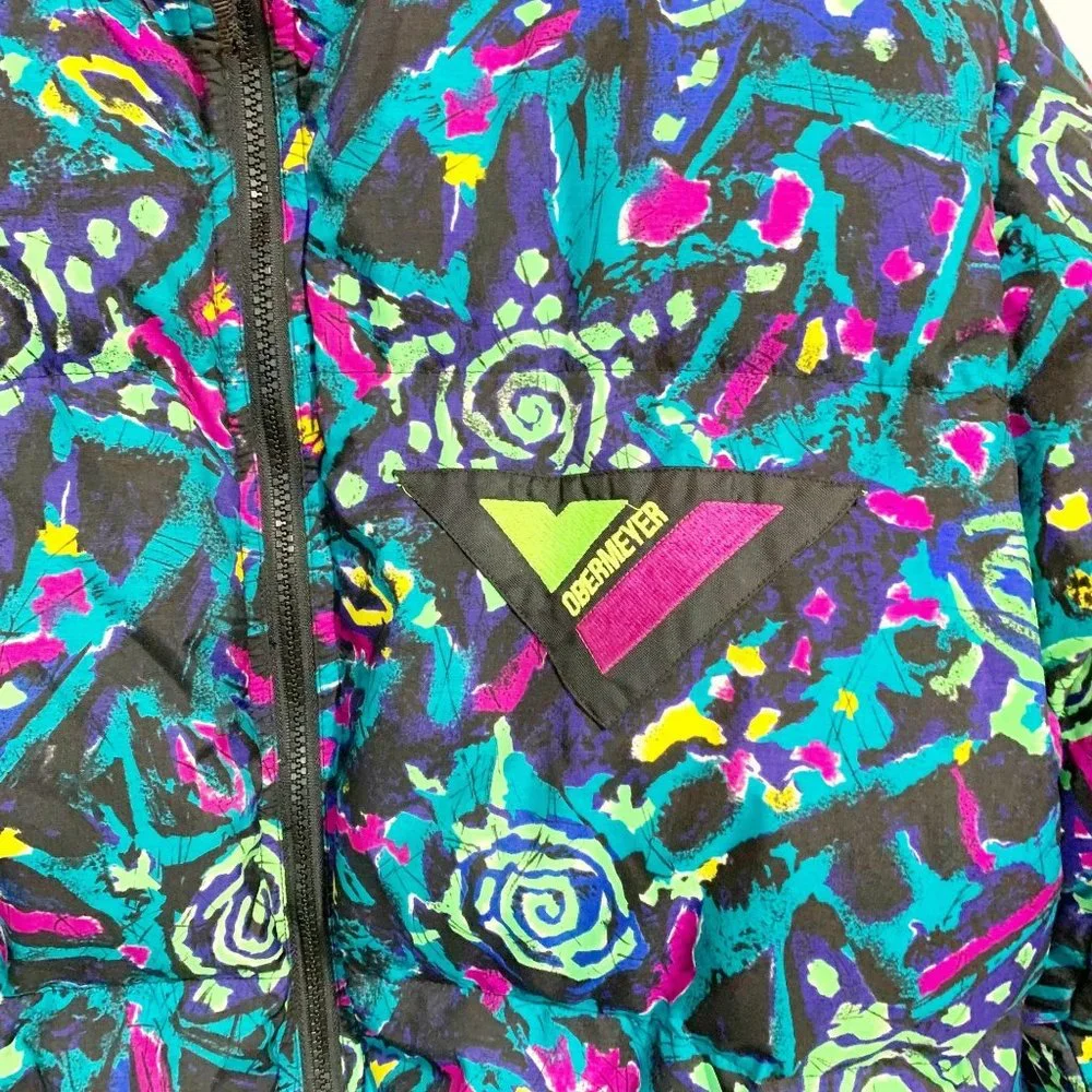 Obermeyer Kids Puffer Jacket - Teal, Purple, Pink, Neon Yellow Accents
